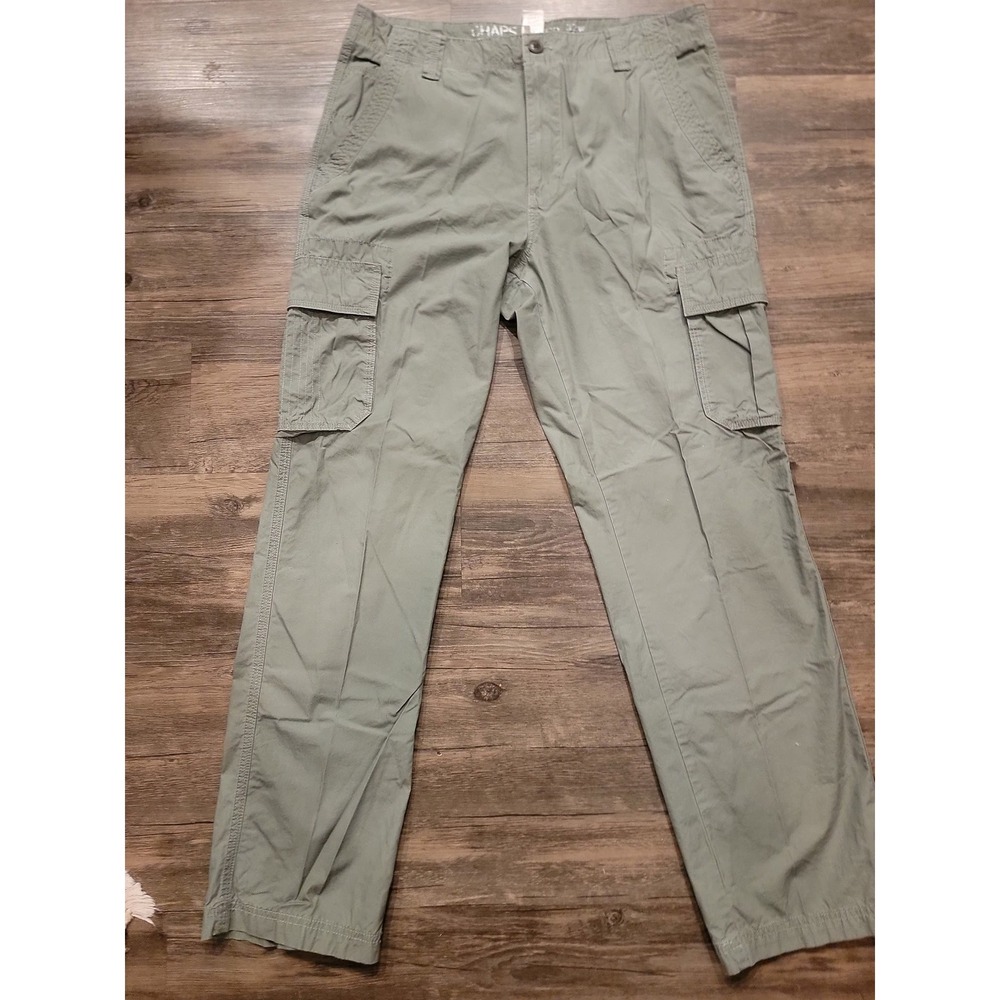 Chaps Surplus Goods Mens Cargo Pants 32W 32L Sage Green Cotton Utility Trousers